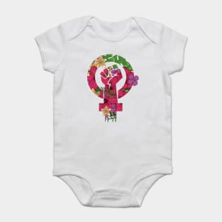 Awesome Floral Fist Hippie Power Hipster Peace Baby Bodysuit